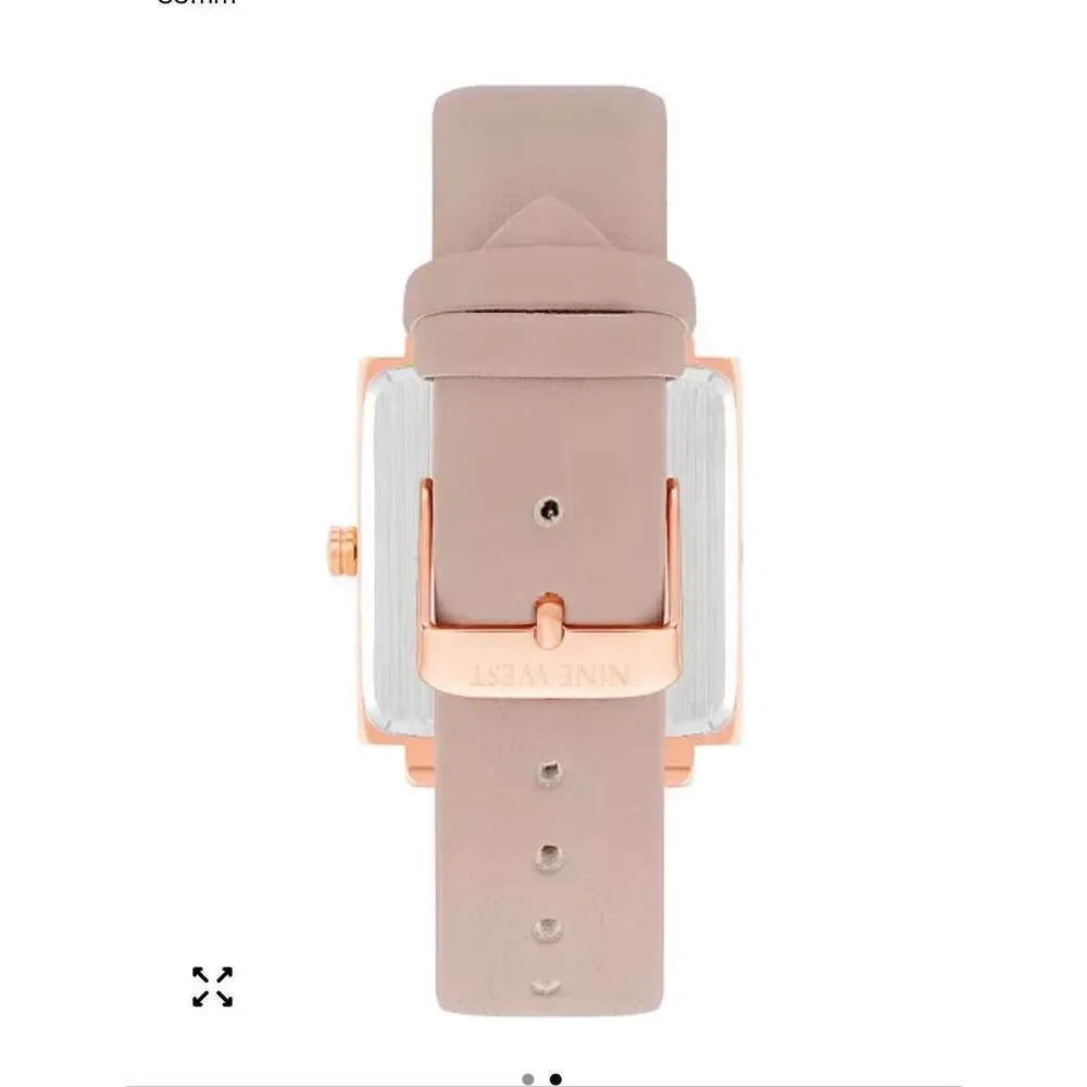 NWT nib women’s tan & gold leather square analog large dial Nine West watch